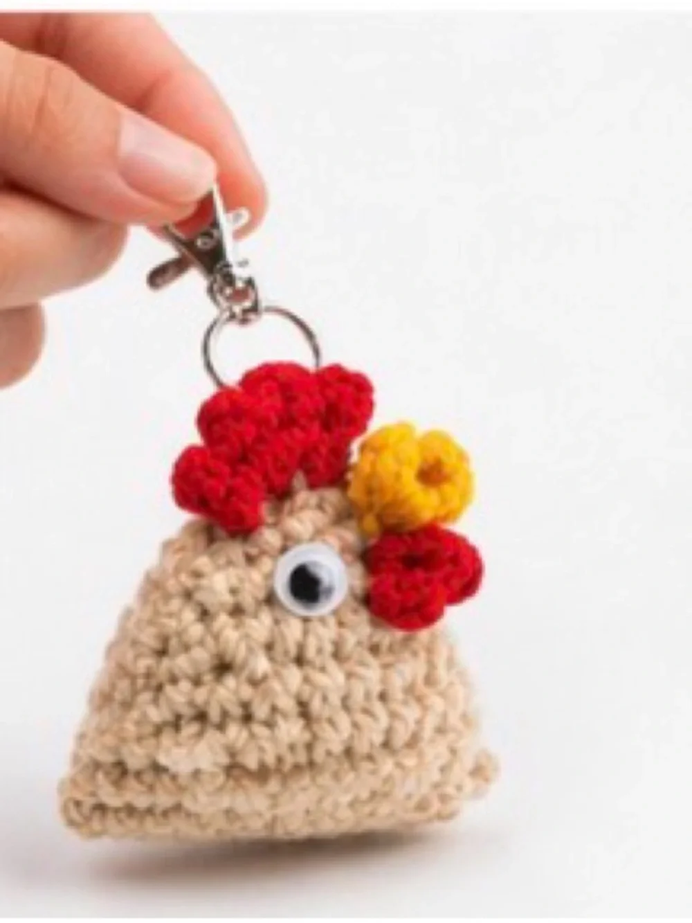 Handmade Crochet Chicken Keychain animal charm 1.5 inch for keys, bagpack purse